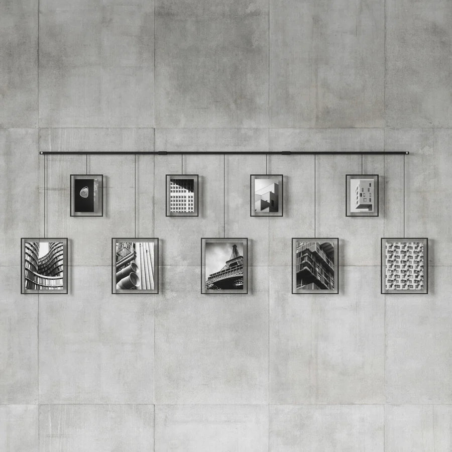 ALL GREY SUPPLY | Exhibit Wall Picture Frames, Set of 9
